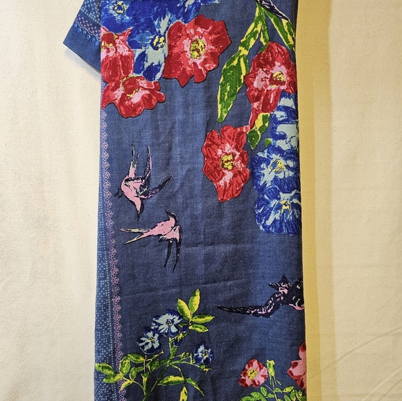 Oilily Wool Floral Patterned Blue Scarf Or Shawl - Picture 3 of 7